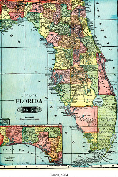 Map showing Dade County was before Broward and Palm Beach counties were founded