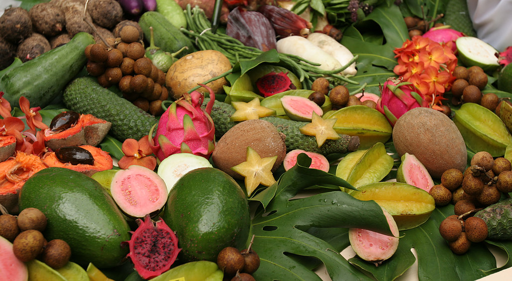assorted tropical fruit