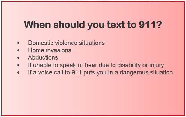 When should you text to 911