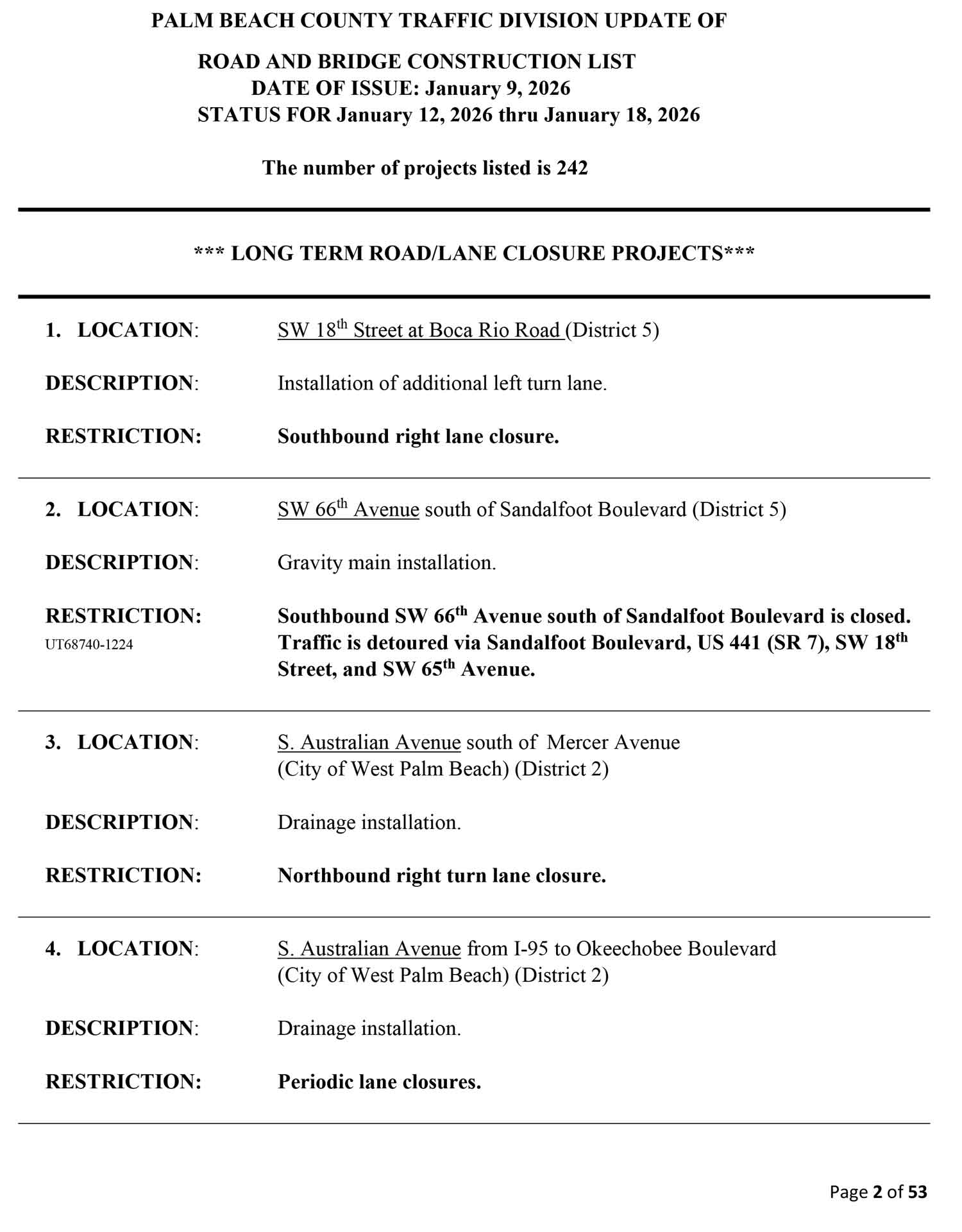 Road and Bridge Construction Report