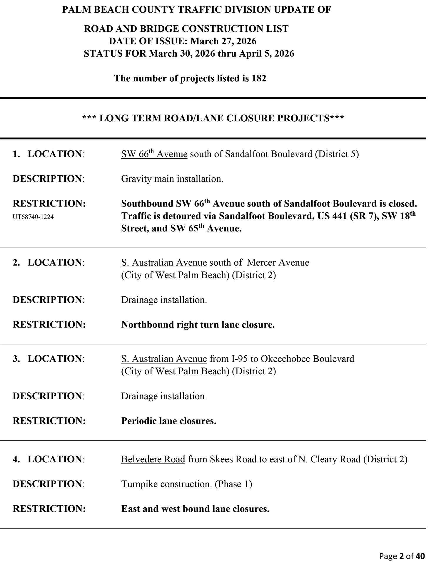 Road and Bridge Construction Report