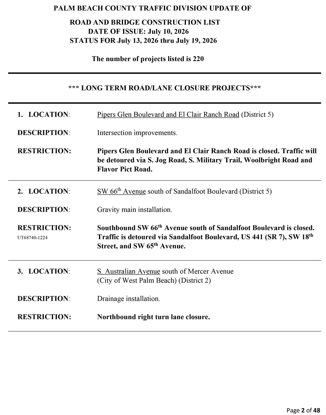 Road and Bridge Construction Report