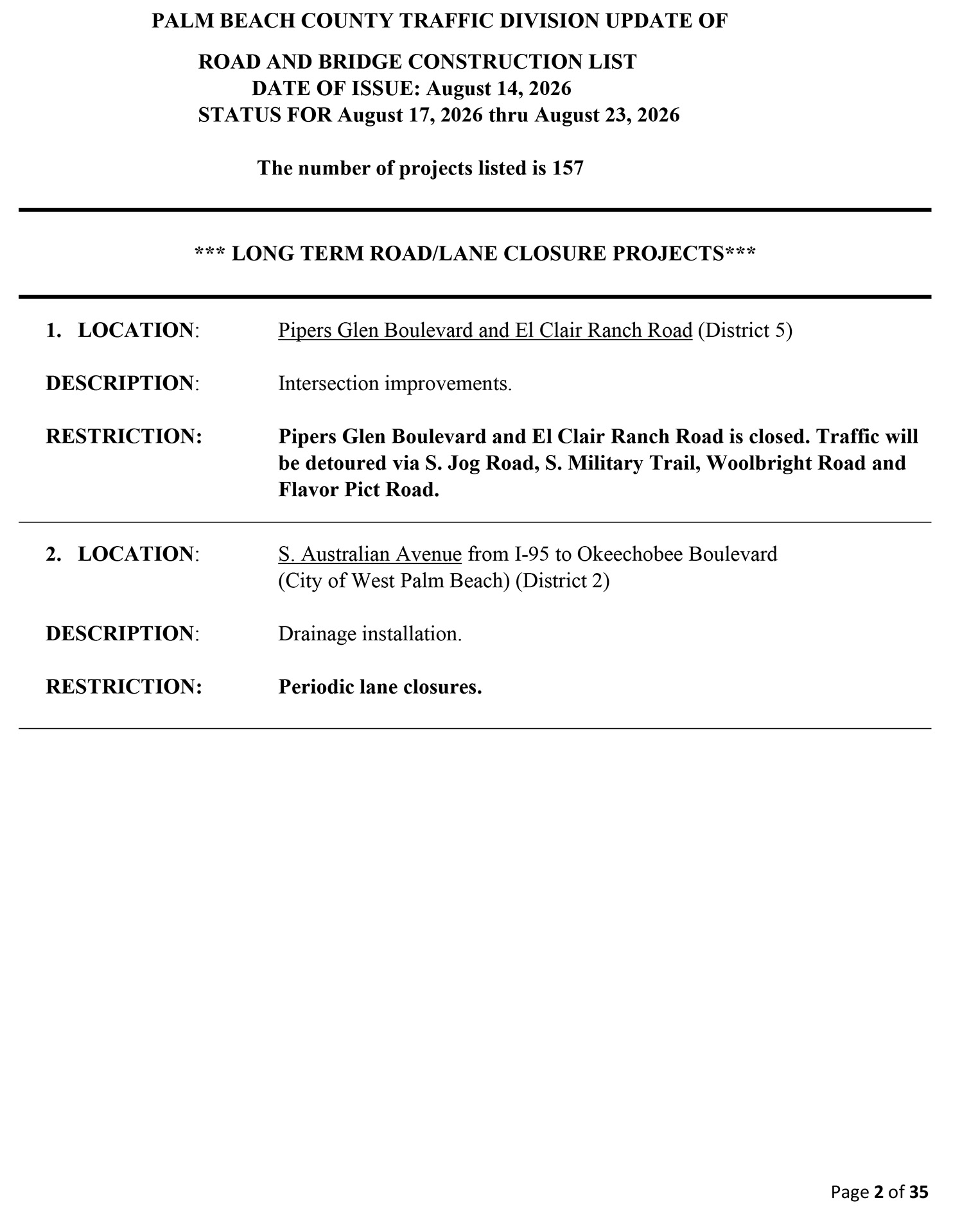 Road and Bridge Construction Report