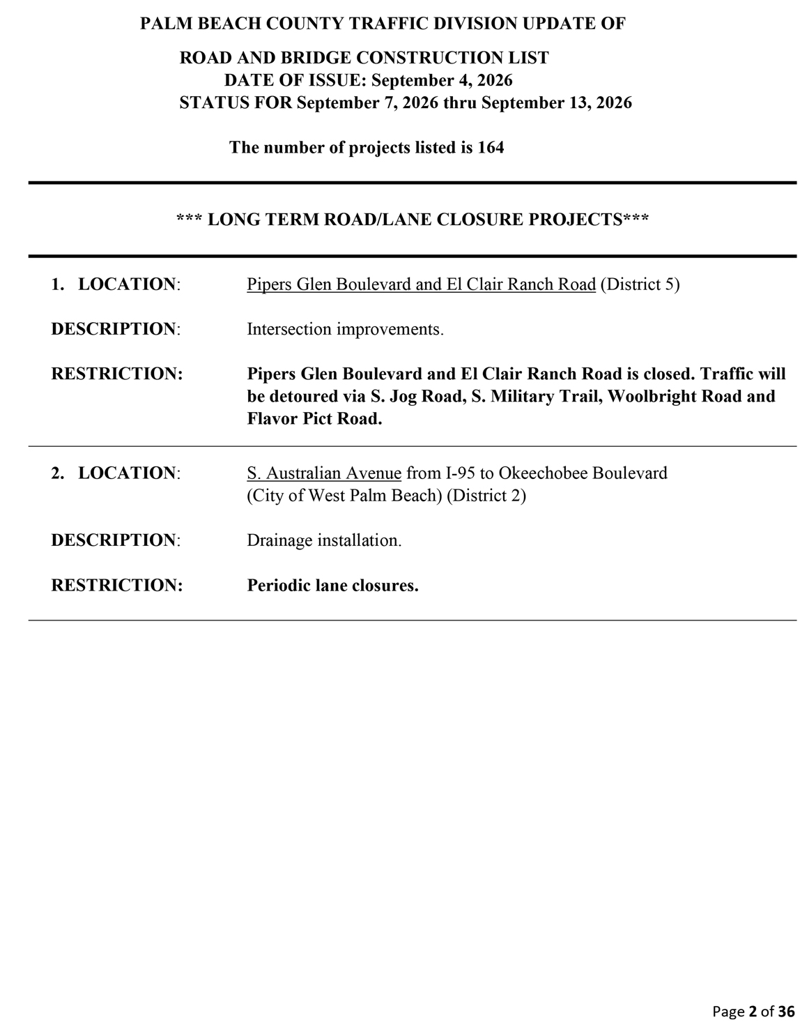 Road and Bridge Construction Report