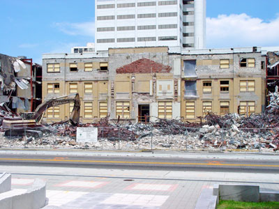 This photograph taken in 2004 shows the west side (front) of the old courthouse after the additions were removed. 