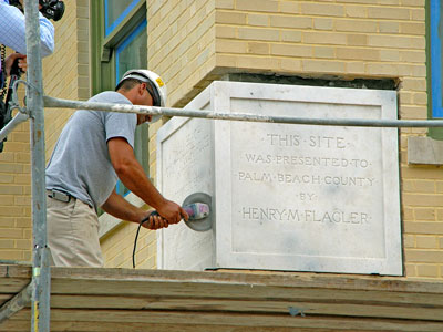 The original cornerstones were reinstalled on the southwest corner of the historic courthouse.