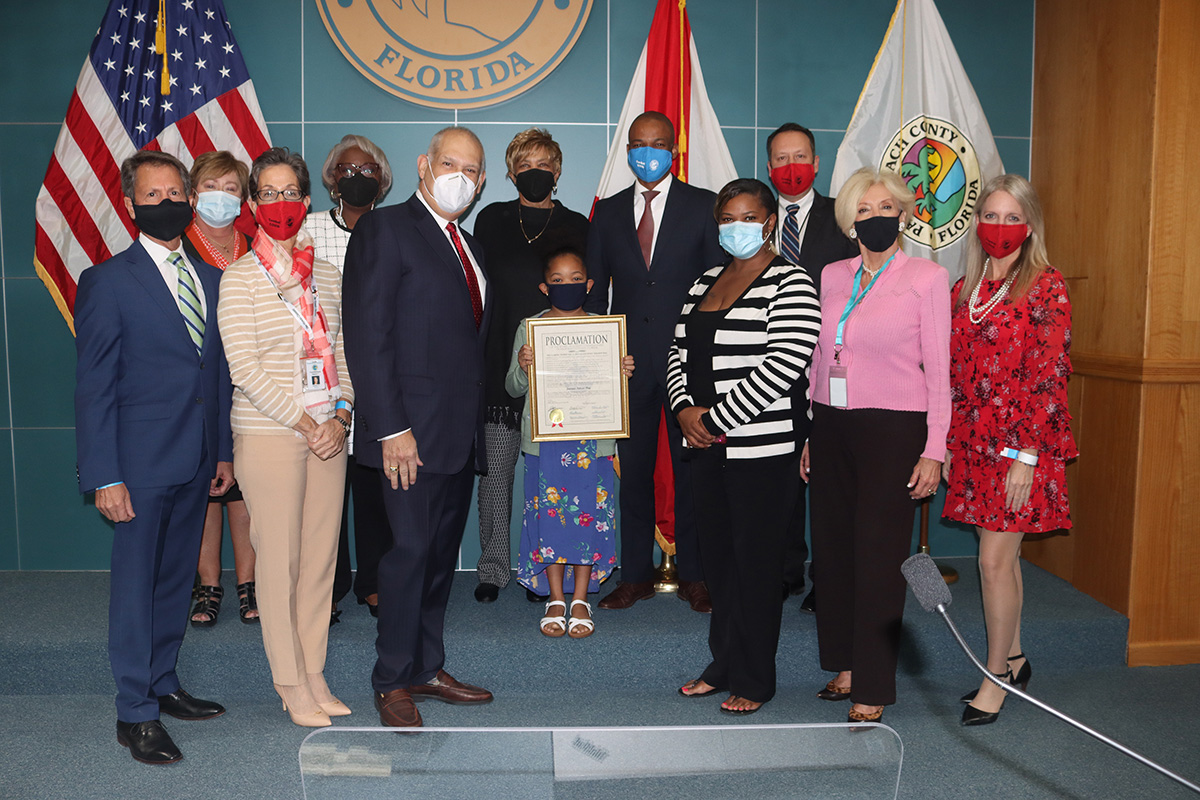 Vice Mayor Gregg             K. Weiss, County Attorney Denise Coffman, Commissioner Maria G. Marino, County Administrator Verdenia Baker,             Mayor Robert Weinroth, Margaret Mobley, Journee Nelson, Commissioner Bernard, Danielle Mobley, Commission