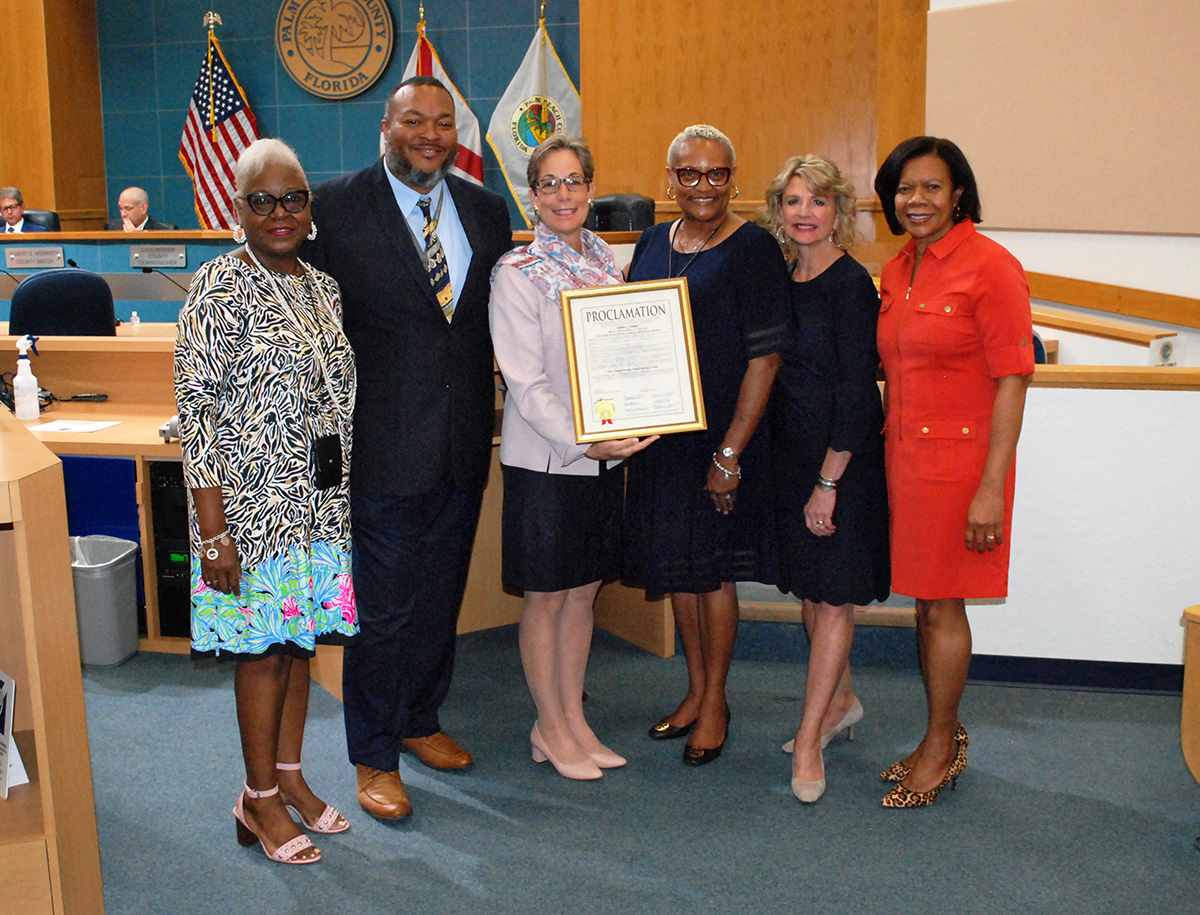 County Administrator Verdenia Baker, Housing and Economic Development Director Jonathan Brown, Commissioner Maria Marino, Office of Equal Business Opportunity Division Director Tonya Johnson, Housing and Economic Development Division Director Sherry Howar