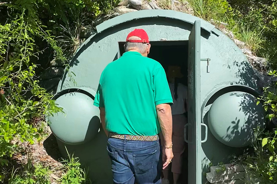 Palm Beach County Mayor Robert Weinroth enters the Kennedy bunker