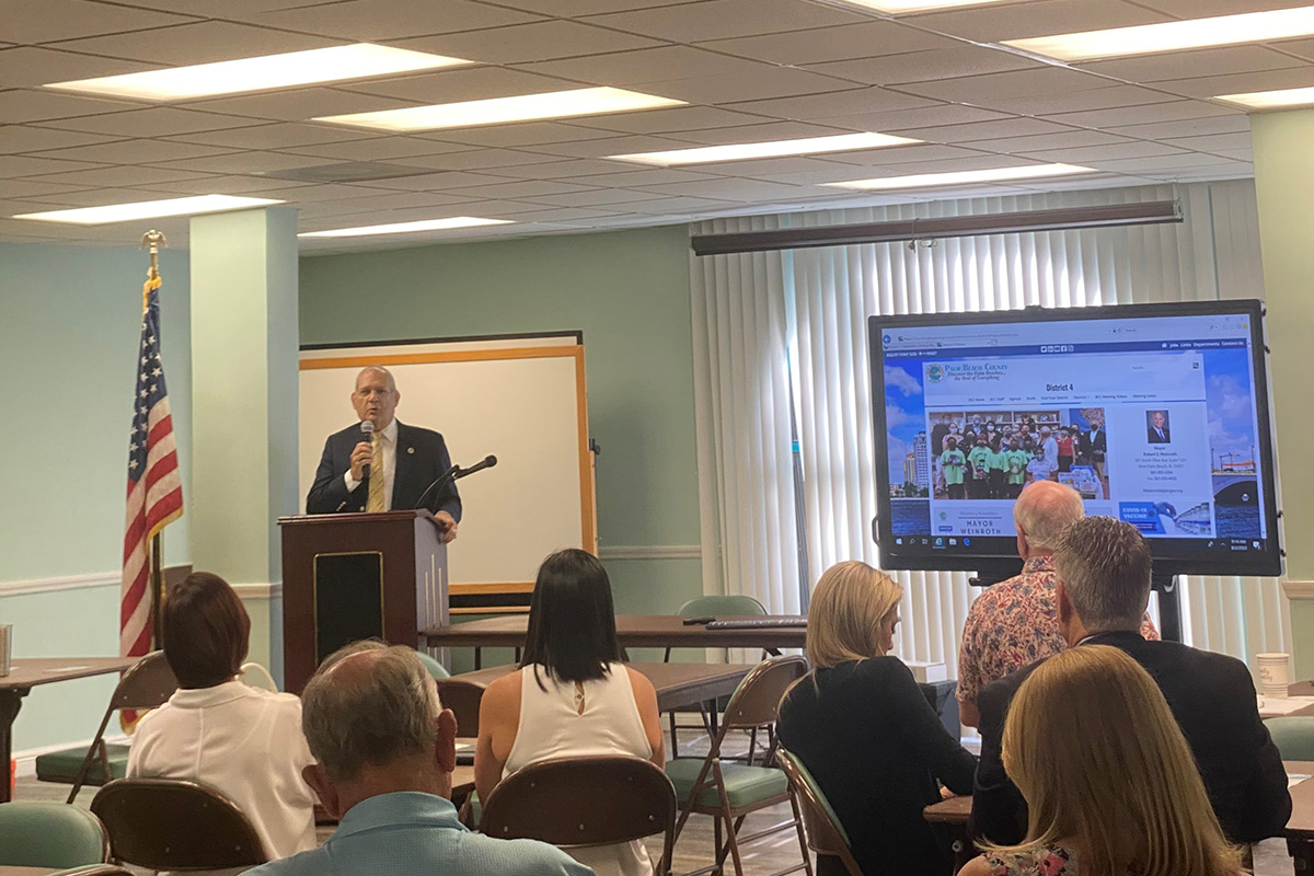 Pictured here is Mayor Weinroth addressing members of the Boca Raton Homeowners Association.