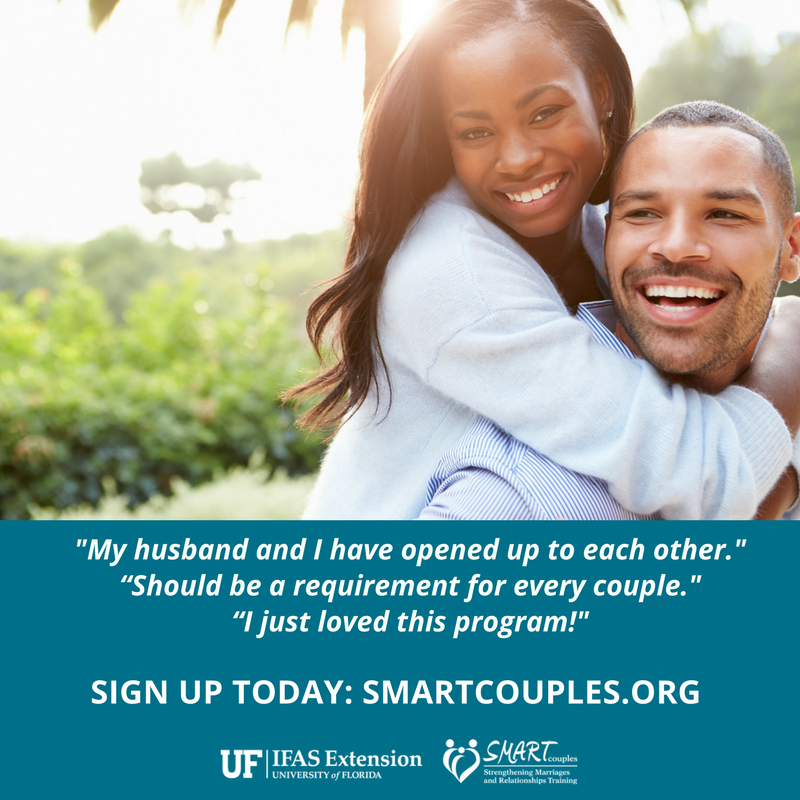 Smart couples flier, a couple hugging and laughing