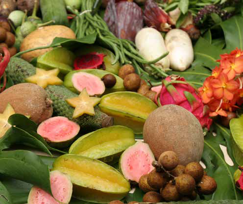 assorted tropical fruit