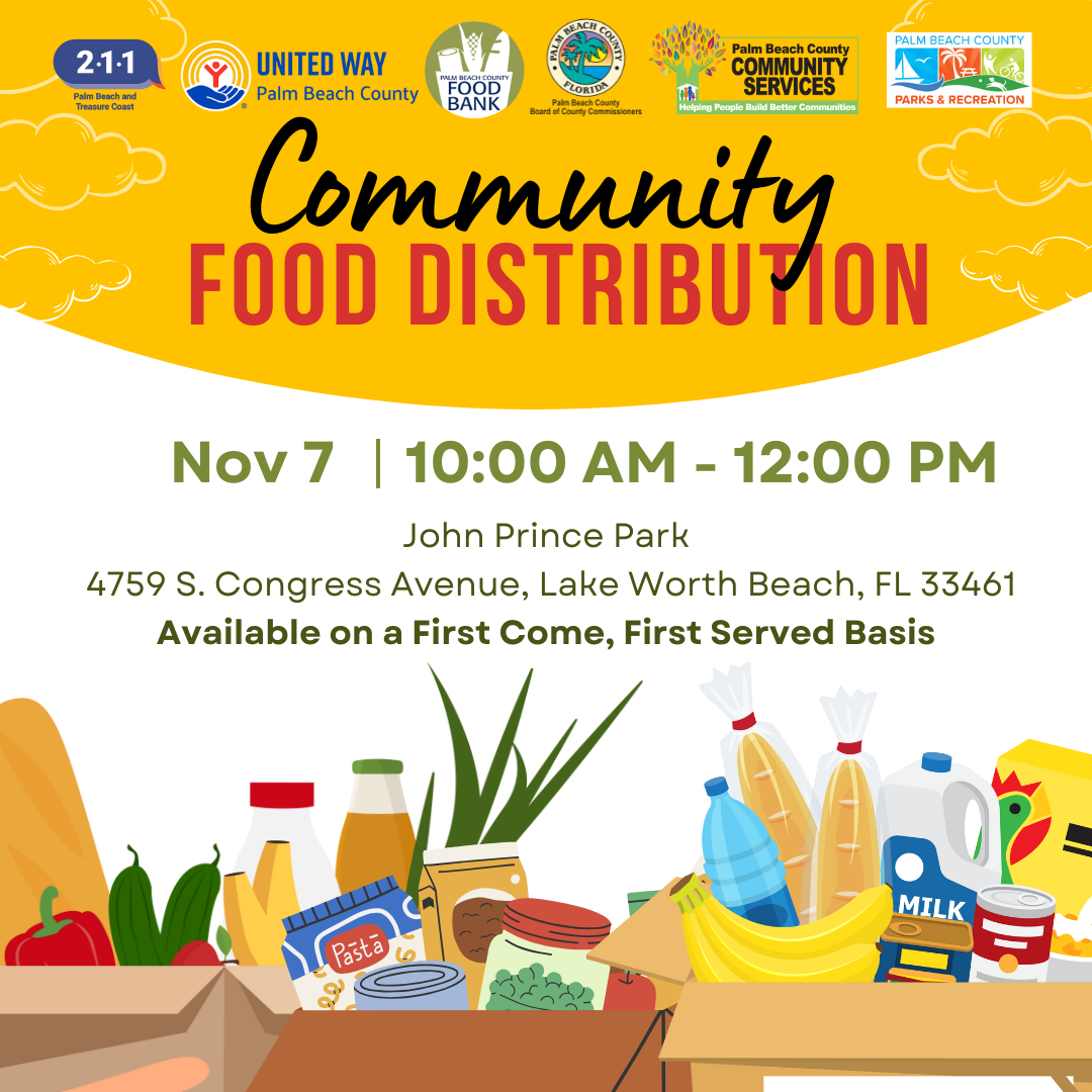 Food Distribution John Prince Park in Lake Worth November 7 10:00 AM - 12:00 PM