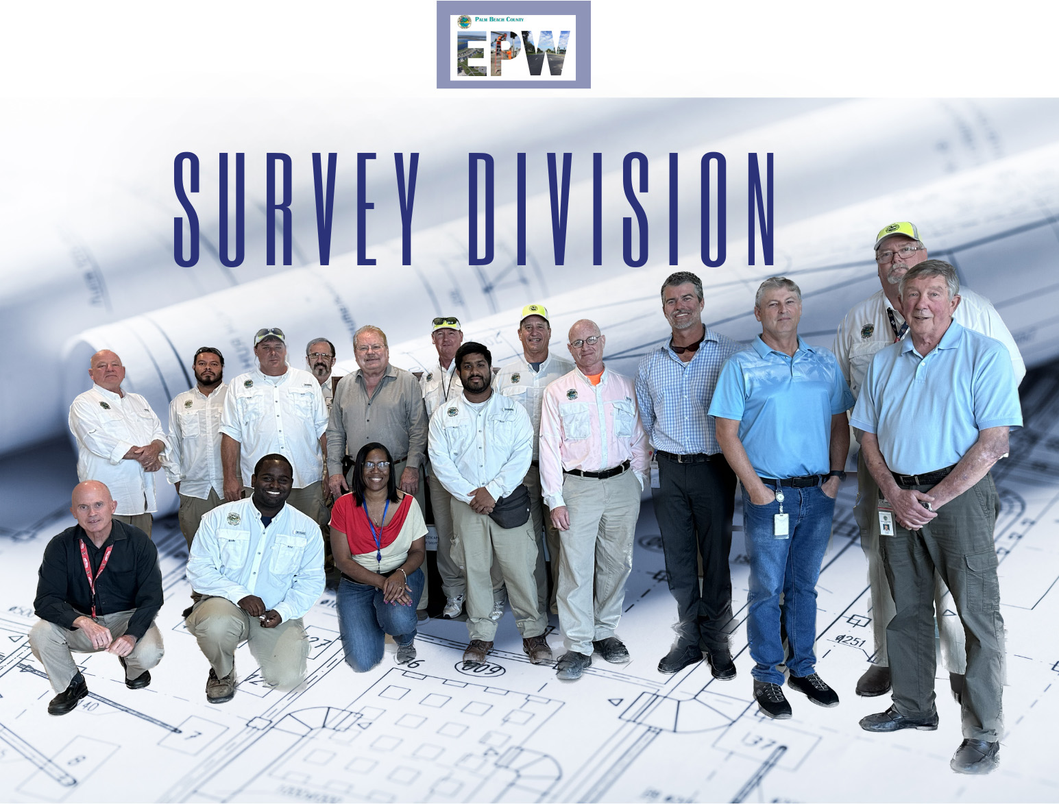 Survey Division logo and employees posing