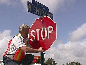 installing a stop sign