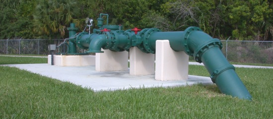 Picture of a large well that pipes water from the aquifer to the water treatment plant