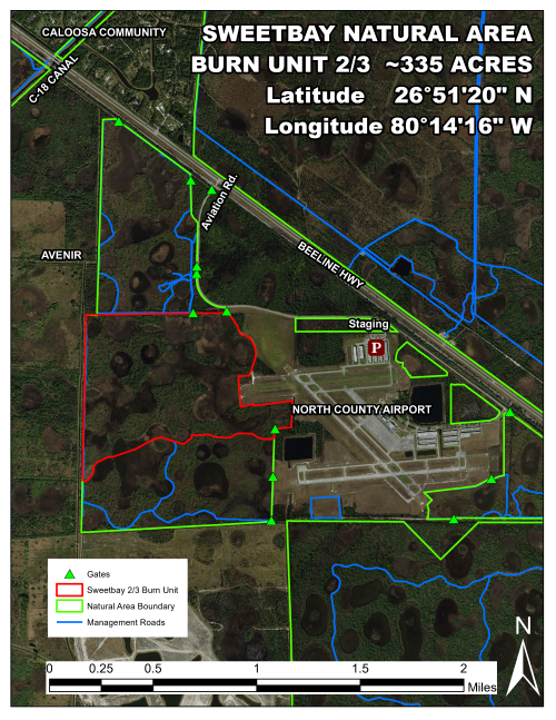 Aerial Image of Sweetbay Natural Area Showing Footprint of Prescribed Fire Operation for August 15, 2025