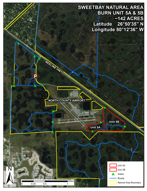 Aerial Map of Sweetbay Natural Area Showing Footprint of Prescribed Fire Operation for January 8, 2025