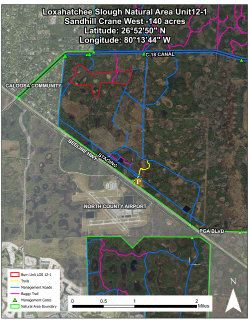 Aerial map showing location of prescribed fire in north western section of Loxahatchee Slough Natural Area December 5, 2025