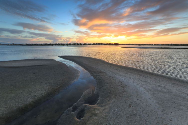 Image of Tarpon Cove Restoration Island at sunrise in Lake Worth Lagoon Estuary
