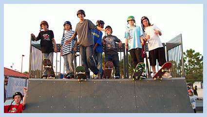 Youths skateboarding