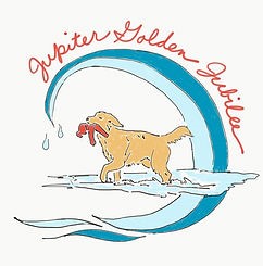 jupiter golden jubilee artwork of dog and a beach wave