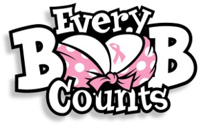 every boob counts logo with breast cancer ribbon