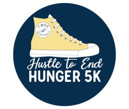 shoe artwork with text hustle to end hunger 5k