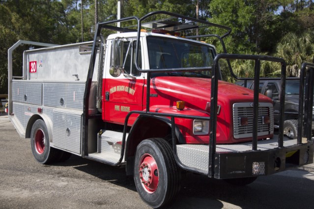 Type of Unit:  Brush
Station:  20
Year Built:  2003
Manufacturer:  Ferrara
Chassis:  Freightliner FL-80
Water Capacity:  750 gallons 
Pump Rate:  500 gallons per minute