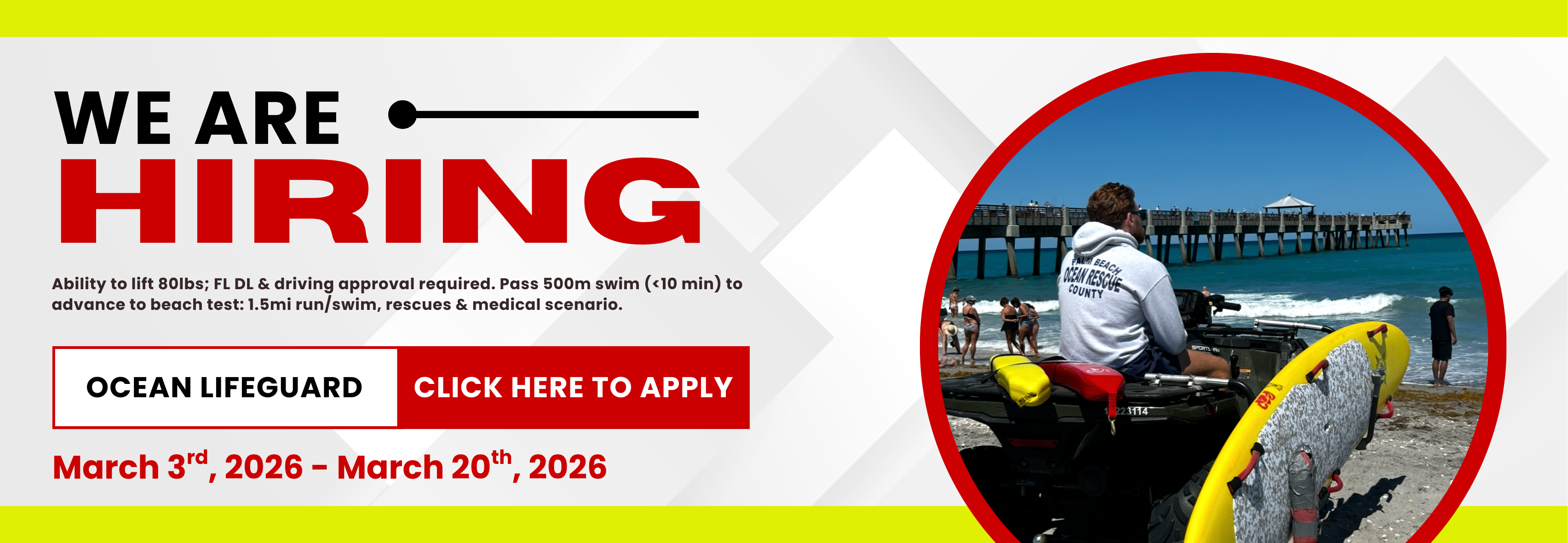 Ocean Lifeguard hiring banner