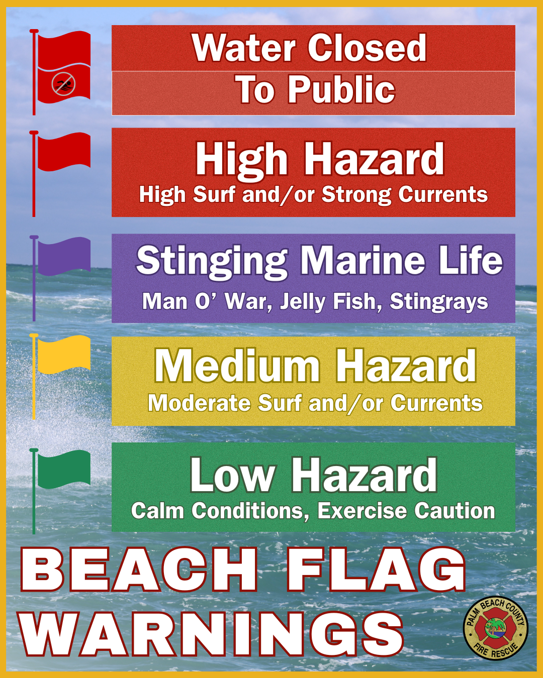 Beach Flag Warning Graphic
