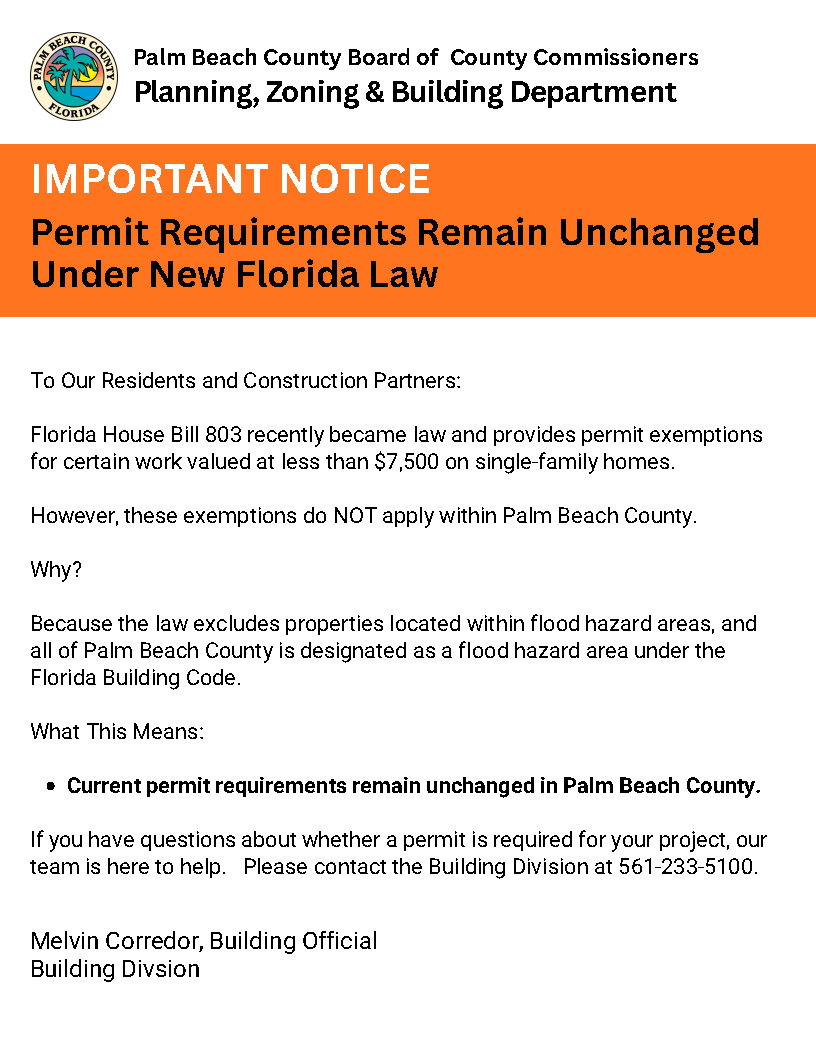 Florida House Bill 803 – Building Permits & Inspections
