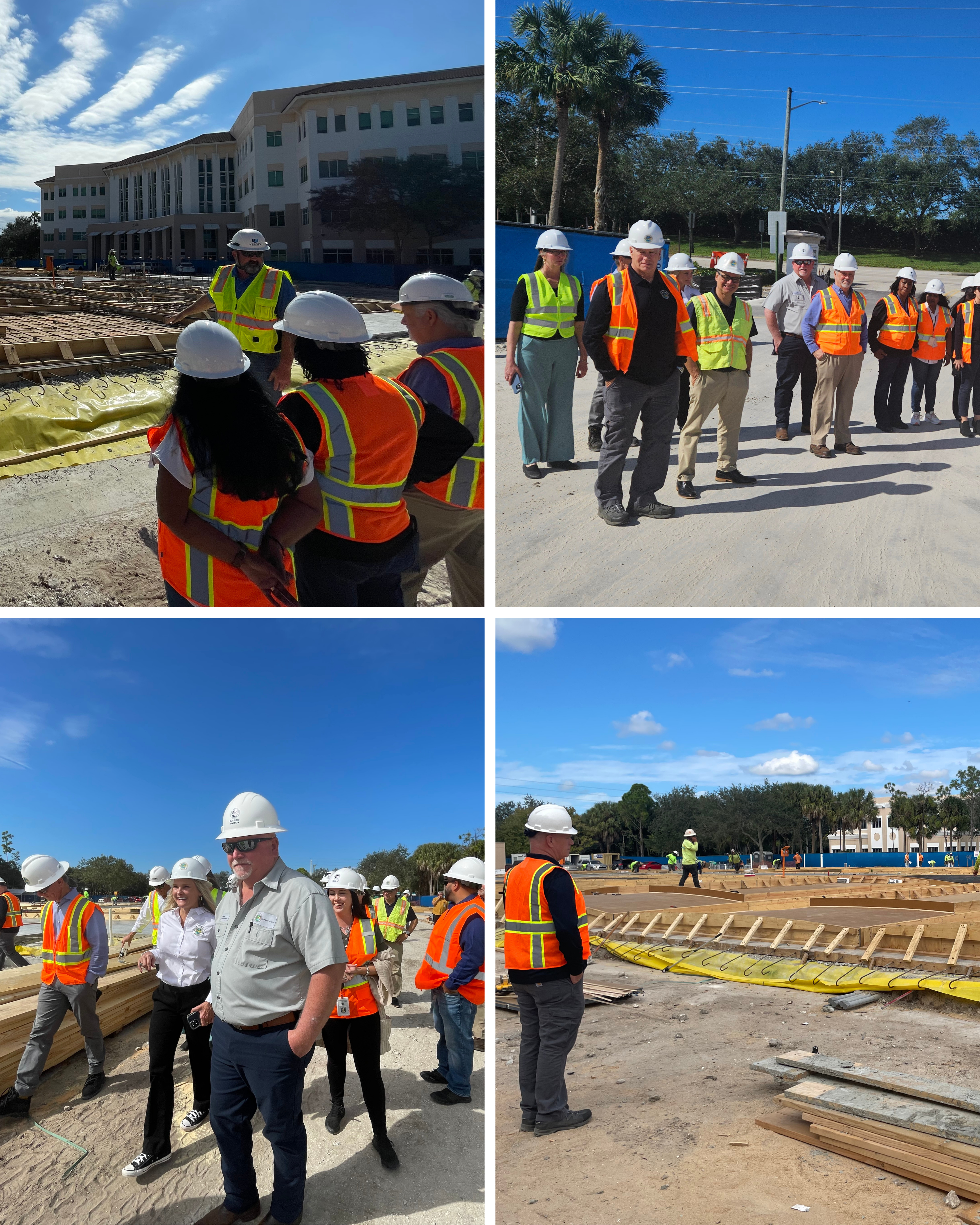Group photo of construction workers at vista center site