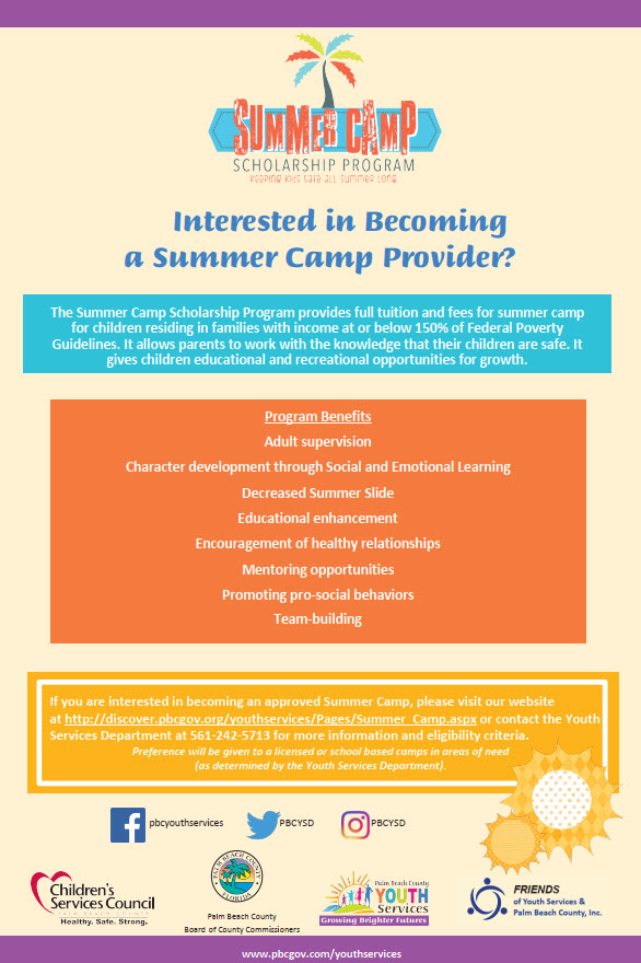 Summer Camp Scholarship Program Flyer