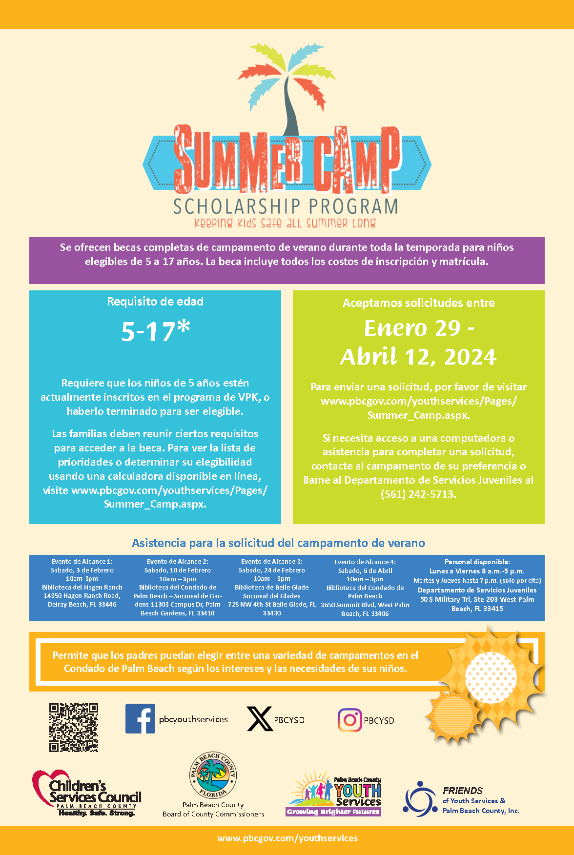 Summer Camp program poster Spanish version