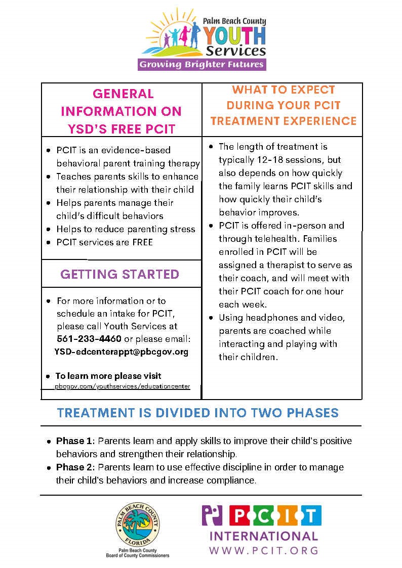 pbc youth services flyer for parent child interaction therapy page 2, click image for full description
